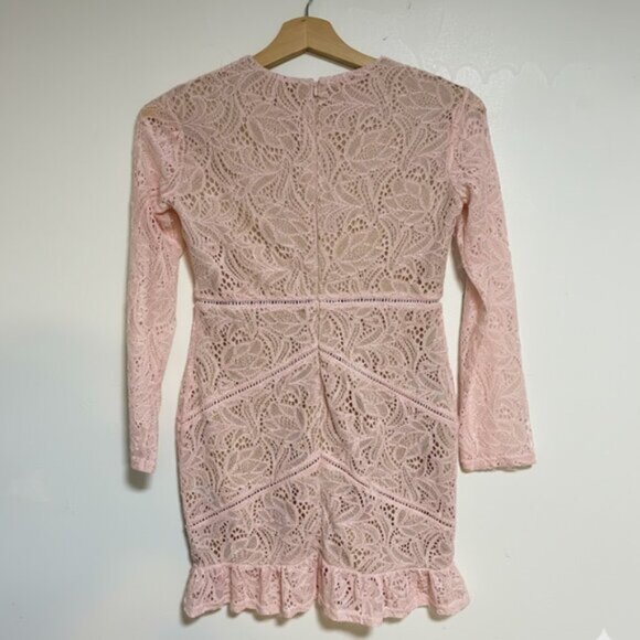 Bardot Pink Lace Long Sleeve Women's Mini Dress XS - Picture 12 of 12